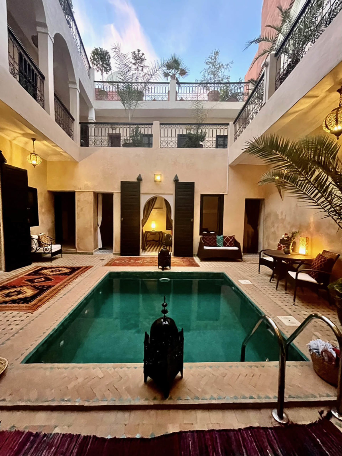 Riad Baya. Luxury Accommodation Marrakech, Morocco. Pool view from Argan room